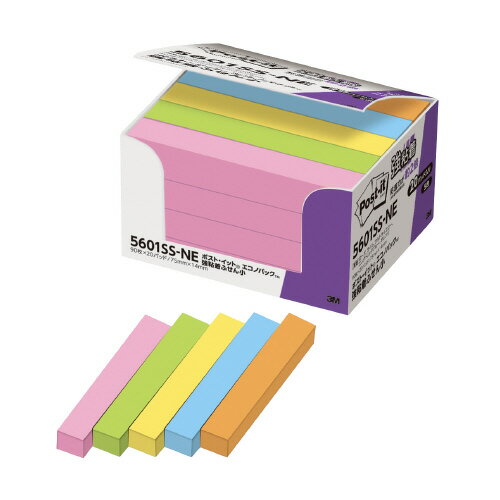 ●強粘着タイプのポスト・イット（R）ふせん小です　●パソコンのデスクトップやキャビネット、樹脂製品などつきにくかった場所にしっかり貼れます　●一目で識別できるネオンカラー　●サイズ／75×14mm　●エコノパック　●90枚×20冊　●蛍光5色（オレンジ・エレクトリックブルー・ウルトライエロー・ライム・ローズ）k6416-4960