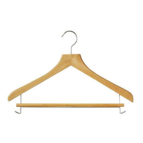 Hanger - 木製ハンガー　スライドバー付き　ナチュラル　W430×D25×H260H-5430【ニーズ】