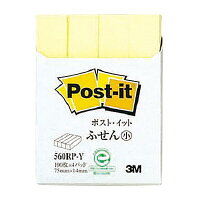 ●通常粘着タイプのポスト・イット（R）ふせん（小）です　●文字が読みやすいパステルカラー　●サイズ／75×14mm　●100枚×4冊　●イエロー　●古紙パルプ配合率100％k5152-6245