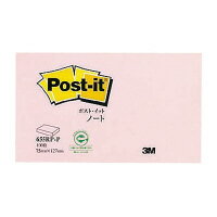 ●通常粘着タイプのポスト・イット（R）ノートです　●文字が読みやすいパステルカラー　●サイズ／75×127mm　●100枚　●ピンク　●古紙パルプ配合率100％k5229-4808