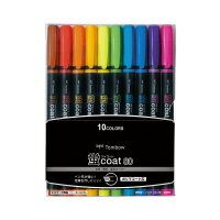 【ゆうパケット対応可】蛍光マーカー 蛍コート80 シングル 10色セット 太字角芯 WA-SC10C【トンボ鉛筆】