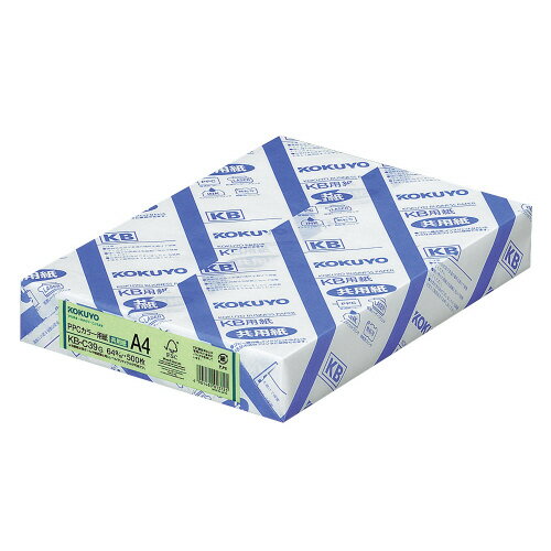 A4 Size Paper - PPCカラー用紙（共用紙）　FSC認証　A4　500枚　64g平米　緑 KB-C39G【コクヨ】