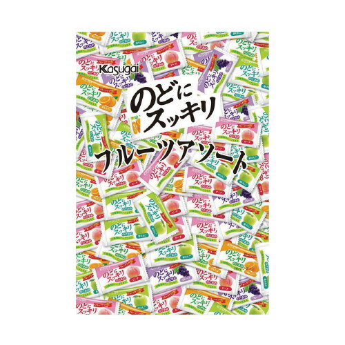 ●のどにやさしく、まろやかなフルーツのど飴。　●内容量／1kg（約179粒）　●アソート内容／オレンジ・青リンゴ・グレープ・ピーチ　※メーカー都合により、アソート内容が変更になる場合がございます。ご了承ください。※飲料・食品は、お客様のご都合による返品はお受けできません。※パッケージ及び内容量などが予告なく変更される場合がございます。あらかじめご了承ください。k6606-6422