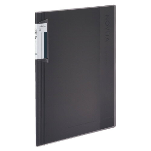 ●固定式　●PP表紙　●中紙なし　●エンボス仕上げポケット　●サイズ/307×244×5〜40mm　●ポケット/20枚　●背ポケット付き　※背幅が広くなった場合、外寸法の幅は少し小さくなります。　●A4タテ　●色/黒k6608-7083
