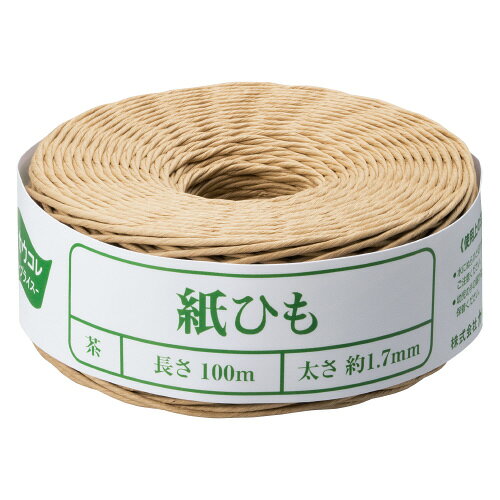 パ）紙ひも　茶　100m　10巻4208-7823【カウネット】