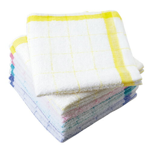 格子柄台ふきん　10枚入4211-7520【カウネット】