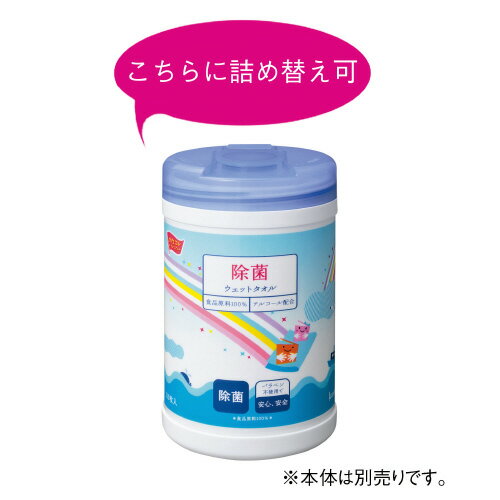 パ）残りが見える除菌ウェットタオル　詰替用　110枚×44136-7636【カウネット】