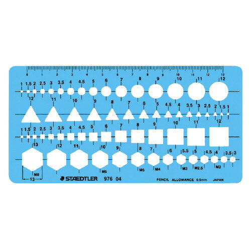 ●材質/スミペックHT（耐衝撃性アクリル）●円16穴・六角形14穴・四角形16穴・三角形16穴●耐衝撃性アクリルを精密加工した高品質なテンプレート。●目に負担をかけず視認性の良いクリアーブルー仕上げk5966-8961