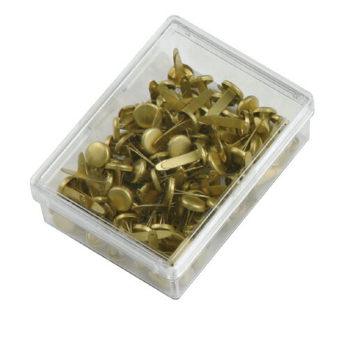 ●パンチ穴に差し込み、足を開くだけで、資料や書類のファイリングができます。工作の材料としても便利です。　●足長さ／約15mm　●サイズ／4号　●材質／真ちゅう　●プラケース入り　●入り数／1ケース（約100本入）k6538-4817