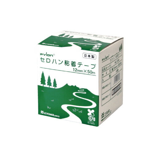 ●テープ外径/100mm　●カッター刃なし　●1巻ずつPP袋入り　●材質/基材：セロハン、粘着剤：ゴム系　●巻芯は再生紙　●セロハンはパルプ、粘着剤は天然ゴム　●幅・長さ/12mm×50m　●巻芯直径/76mm　●大巻き　●入り数/1箱（10巻入）k6661-5569