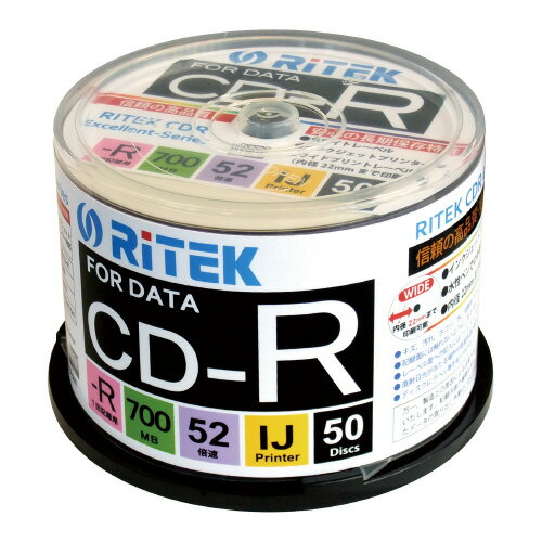 CD−Rデータ用 52倍速 IJ対応 50枚SPCDR700EXWP50RTC【アールアイジャパン】 CD−Rデータ用 52倍速 IJ対応 50枚SPCDR700EXWP50RTC【アールアイジャパン】