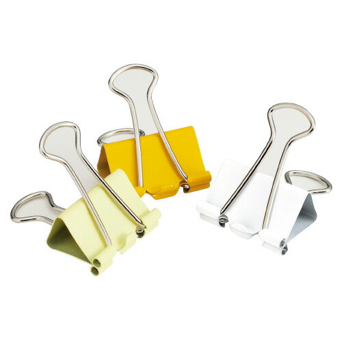 カラーダブルクリップ 黄色ミックス 中 25mm 1箱（10個入）4123-5119【カウネット】