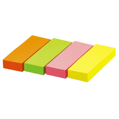 ●サイズ／75×25mm　●100枚×40冊　●蛍光4色混色（緑・ピンク・黄・橙）　●鮮やかな蛍光色もパックがおすすめ！　●ECFパルプ使用k6628-4321