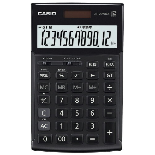一般企業や金融機関での経理・財務向けのプロ仕様●外形寸法（幅）[mm]：107●外形寸法（奥）[mm]：174.5●外形寸法（高）[mm]：24.2●質量[g]：210●桁数[桁]：12●電源：太陽電池＋内蔵電池(CR2025×1)●保証期間：5年間●表示数字高：18.5mm●表示カバー（アクリル）：○●早打ち対応：○（3キーロールオーバー機能）●計算状態表示：○●税計算機能：○●サイレントキー：○●色：ブラック●チェック検算：○J116984