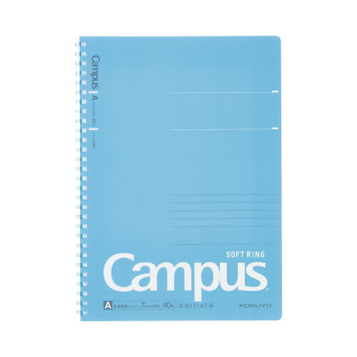 【ゆうパケット対応可】キャンパスソフトリング（ドット入罫線）　カットオフ　セミB5　40枚A罫ブルー..