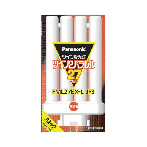 4本のガラス管を平面状に統合させた蛍光灯●種別/27形　ツイン2パラレル蛍光灯（FML）●光色/電球色●寸法/管径16．7×管長143mm●定格寿命/約6000時間k2005-5813