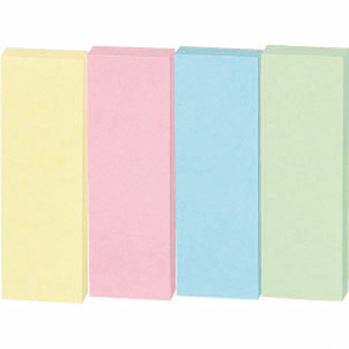 はってはがせるふせん ボックスタイプ●1パッド枚数[枚]：100●1パッド寸法（縦）[mm]：75●1パッド寸法（横）[mm]：25●サイズ：縦75×横25mm●色：混色（M）●アソート内容：イエロー・ピンク・ブルー・グリーン各5●材質：紙●入数：20パッドJ124261