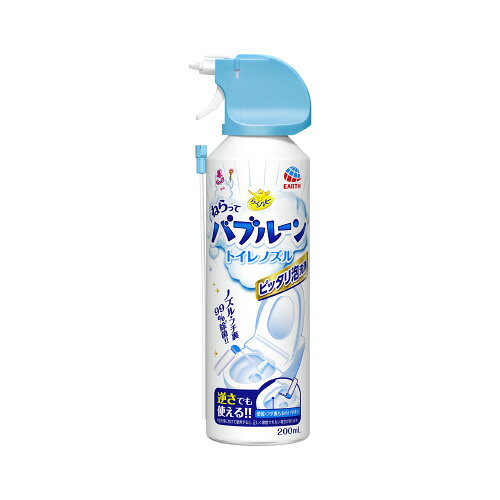 水まわり掃除は泡におまかせ！洗面台もトイレも泡でピカピカ。面倒なゴシゴシ洗いは不要！驚きの発泡力で、汚れ・黒ズミを落とします。こすらない・さわらないラクラク洗浄＆除菌で、水まわりのキレイを保ちます。掃除しづらいノズルやフチ裏を噴射チューブで狙いうち！●内容量[ml]：200●内容量：200ml●容量：200ml●液性：弱酸性●使用用途：温水洗浄便座ノズル・便器洗浄用●材質：界面活性剤（5% アルキルエーテル硫酸エステルナトリウム）、安定化剤（エチルアルコール）、pH調整剤、除菌剤●原産国：日本●注意事項：最後までしっかりと噴射レバーを引く。吸入したり、人体に向けて噴射しない。故障の原因となるので、水がかかってはいけない箇所には洗浄液がかからないようにする。機種によってノズルのお手入れ方法が異なるため、便座の取り扱い説明書をよく読む。●使用量目安：1回当たり約1〜2秒程度、噴射してください。汚れに応じて適量を使用してください。J147285
