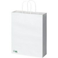 パ）丸紐手提げ袋　森林認証　白（晒）　L　50枚×63694-3951【カウネット】