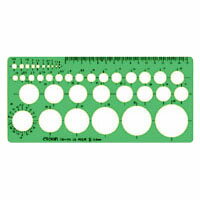 ●穴サイズ：径1〜40mm（39穴）●サイズ：縦106×横230×厚1mm●規格：円定規●材質：耐衝撃性アクリルo03241