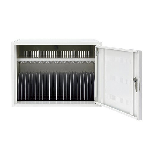 ●収納数：21台●外寸：幅620×奥500×高450mm●内寸（収納部1ヵ所あたり）：幅22×奥356×高275mm●重量：24．5kg●段数：21段●電源タップ取り付け板2枚，鍵2個，アジャスター4個，ケーブルクランプ46個，連結用ボルト...