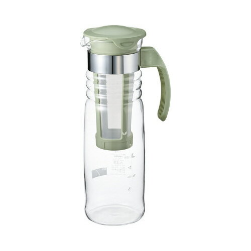 かご網付き　水出し茶ポット　容量1200ml　スモーキーグリーンHCC-12-SG【HARIO】