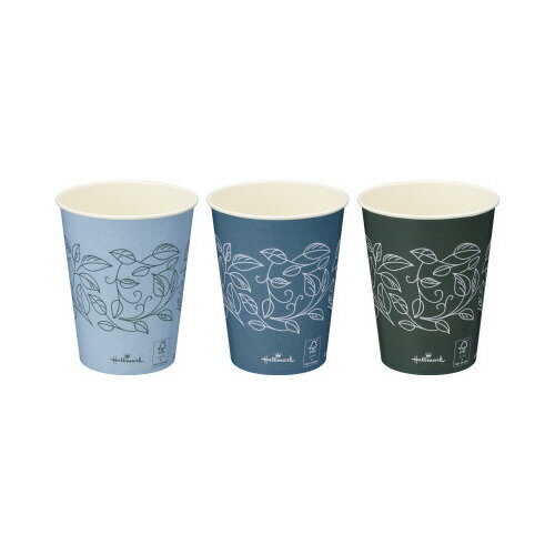 Paper Cups - 衛生的に取り出せる紙コップ　ボタニカル柄　9オンス　275ml　100個入7056-2316【カウネット】