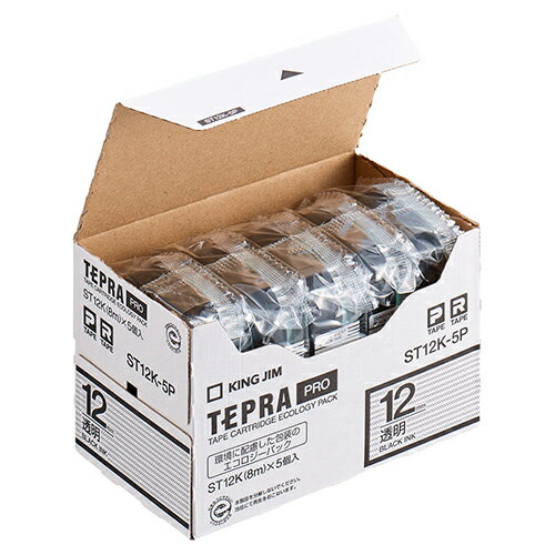 PROテ－プエコパック透明ラベル（5個入）ST12K-5P【キングジム】