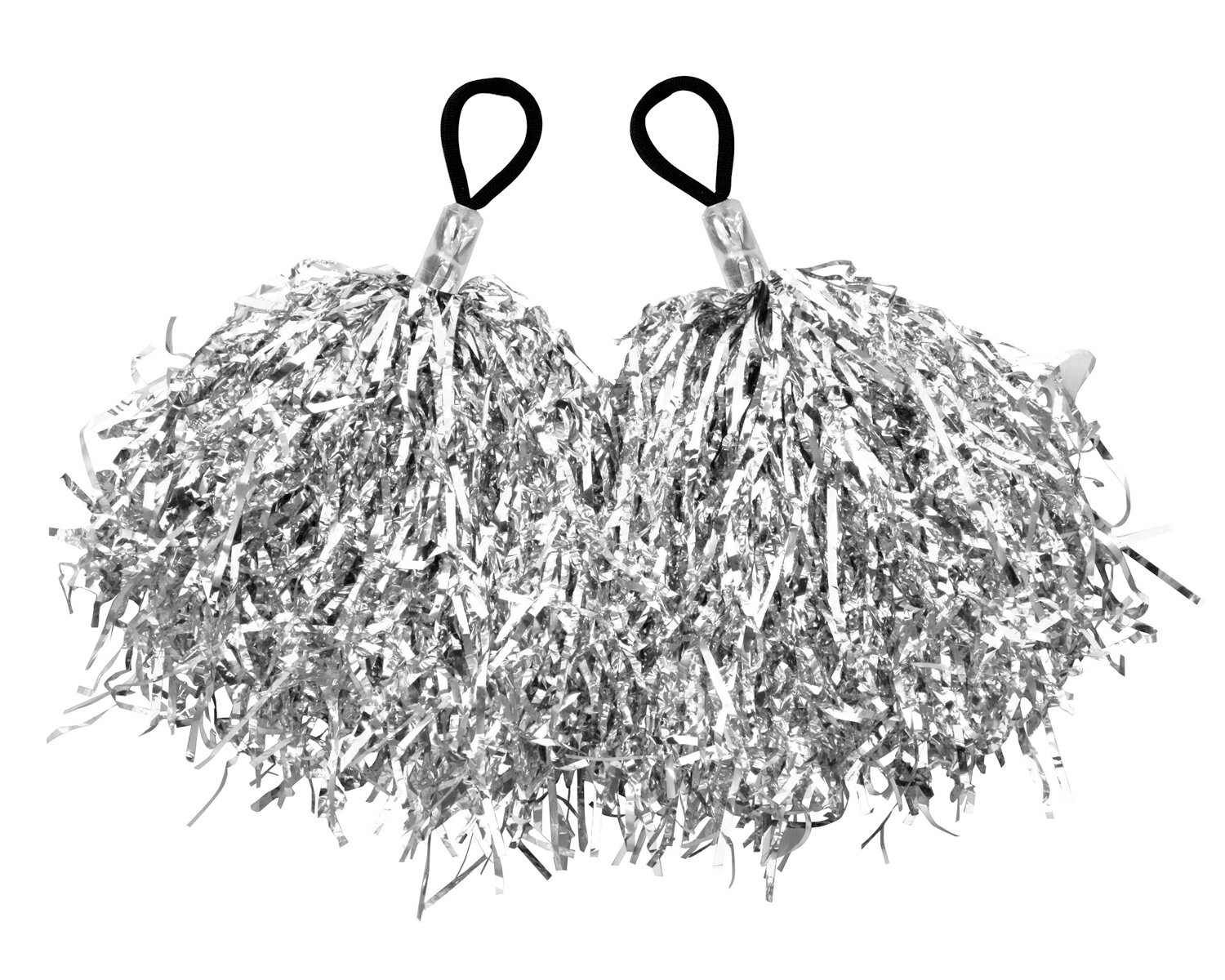 光が反射してキラキラ光る！●ソフトゴム付●安全キャップ付 ダブルの工夫で痛くない！取手：45mm、房：約270mm全16色43gハンドフリーポンポンなら手のひらが使える！ゴム、PVC10枚PP袋入65×270×40mm