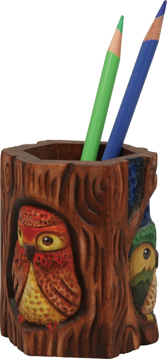 木彫六角鉛筆立て(未組立)