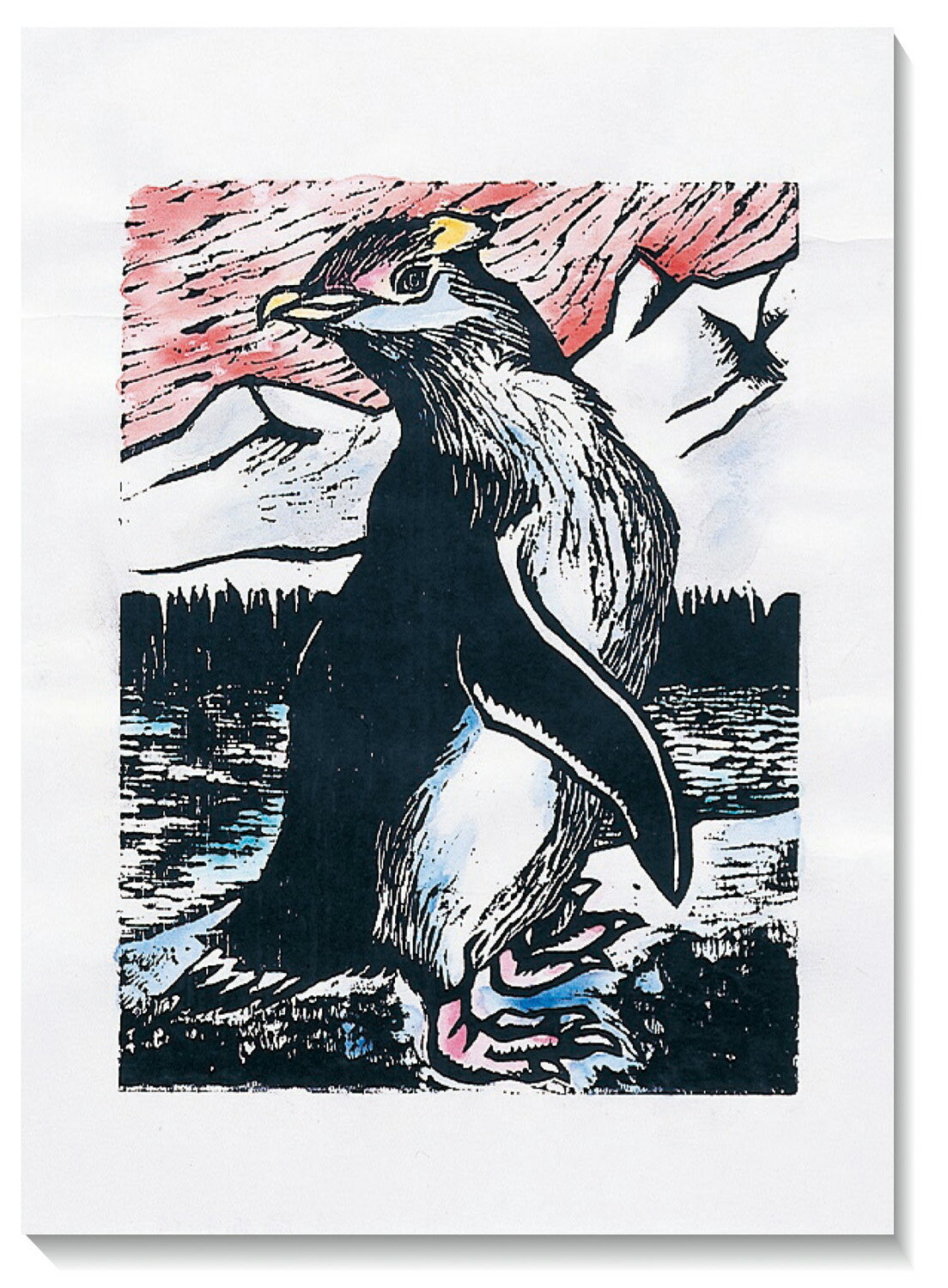 540×390mm100枚組ドーサ引きをしていない版画和紙で、裏面から着色するとあざやかな彩色版画に仕上がります。