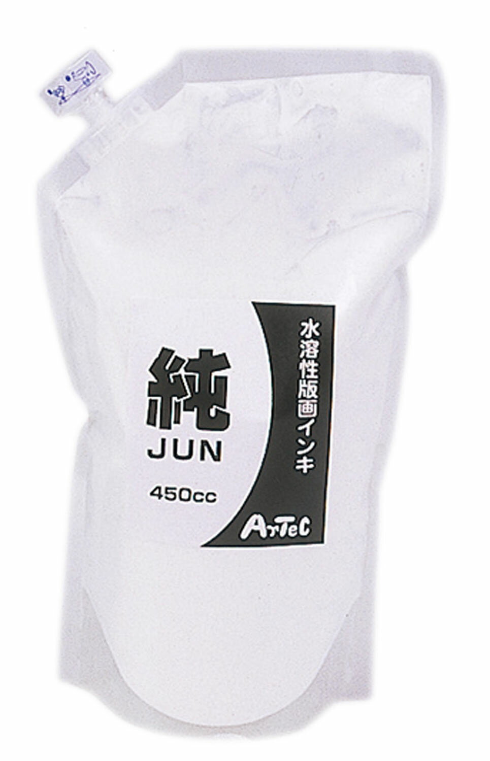 ●水洗いがとてもラク。●非常にのびがよく黒が刷り映えします。●乾燥後の色うつりがありませんので版画集を作るのに最適です。●スパウトパック採用。最後まで使いきれて経済的です。●使用前にパックの上からもむことによって、練った状態で使えます。●他メーカーより50cc増量ご注文1本につき、インキ練板1枚をおつけします！紙はんが、木はんがなど全体的に使えます。450ccスパウトパック入