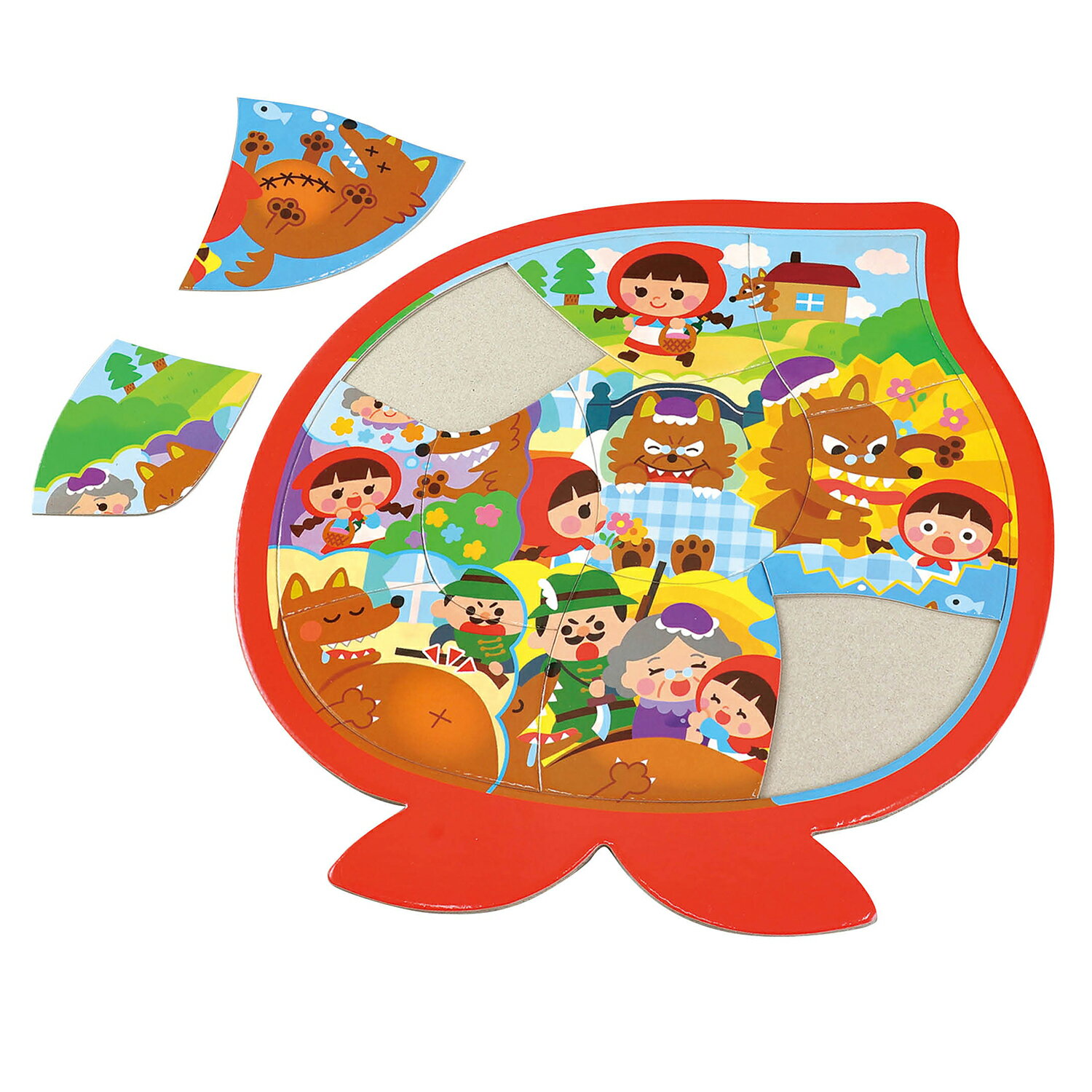 赤ずきんのおはなしパズル！10ピース商品サイズ／285×280×3mm1個重量／105g材質／紙セット内容／本体×11個梱包形態／PP+品名用紙