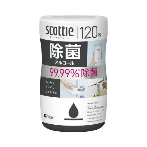 ウェット除菌　アルコール　本体120枚　1個（120枚入）77133【日本製紙クレシア】
