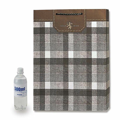 ●柄：ゴールドチェック●外寸：縦520×横380×マチ100mm●材質：片艶クラフト紙120g／m2，PPo26727