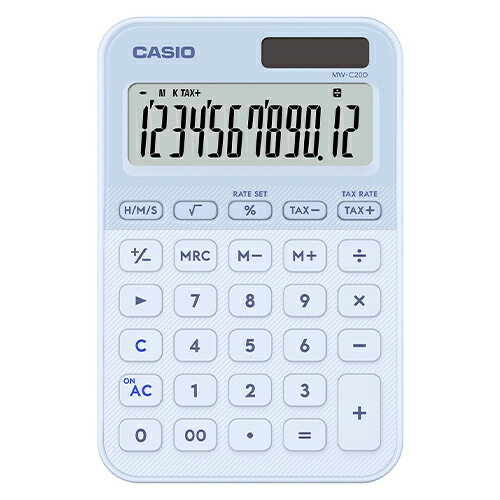 Calculators - 【ゆうパケット対応可】カラフル電卓　ミニジャストタイプ　ライトブルー　1個MW-C20D-LB-N【カシオ】