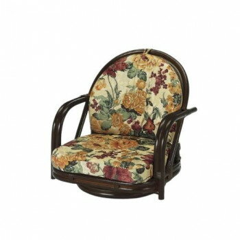 （代引き不可）（同梱不可） 今枝商店　Romantic Rattan　籐回転座椅子　ロータイプ　S541B 回転機能付