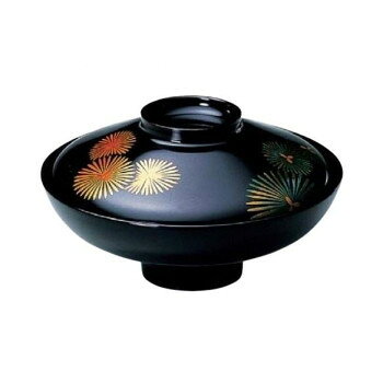（同梱不可） 福井クラフト　5寸富士型煮物椀 唐松 黒 33604830 越前漆器(木質)のお椀