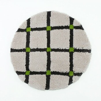 （同梱不可） 志成販売 格子柄 フック織のサークルマット 直径60cm ナチュラル 108260NT 凹凸が織り成す、歩くたびに感じる心地よさ