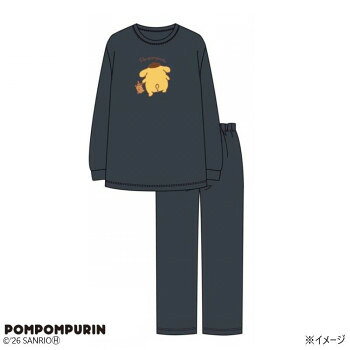 Cotton - （同梱不可） ギャルソンヌ　レディスパジャマ　ミニ裏毛　サンリオポムポムプリン　Tスーツ　チャコール　150206　Lサイズ 肌触りのいい着心地のいいパジャマ