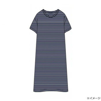 Rakuten - （同梱不可） ギャルソンヌ　レディスルームウェア　テトロンレーヨン　天竺　ボーダーワンピース　ネイビー　371766　Mサイズ 肌触りが良く着心地が良い