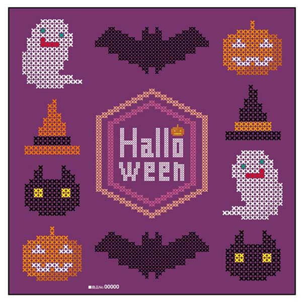 （同梱不可）デコレーションシール Halloween クロスステッチ 紫 40125