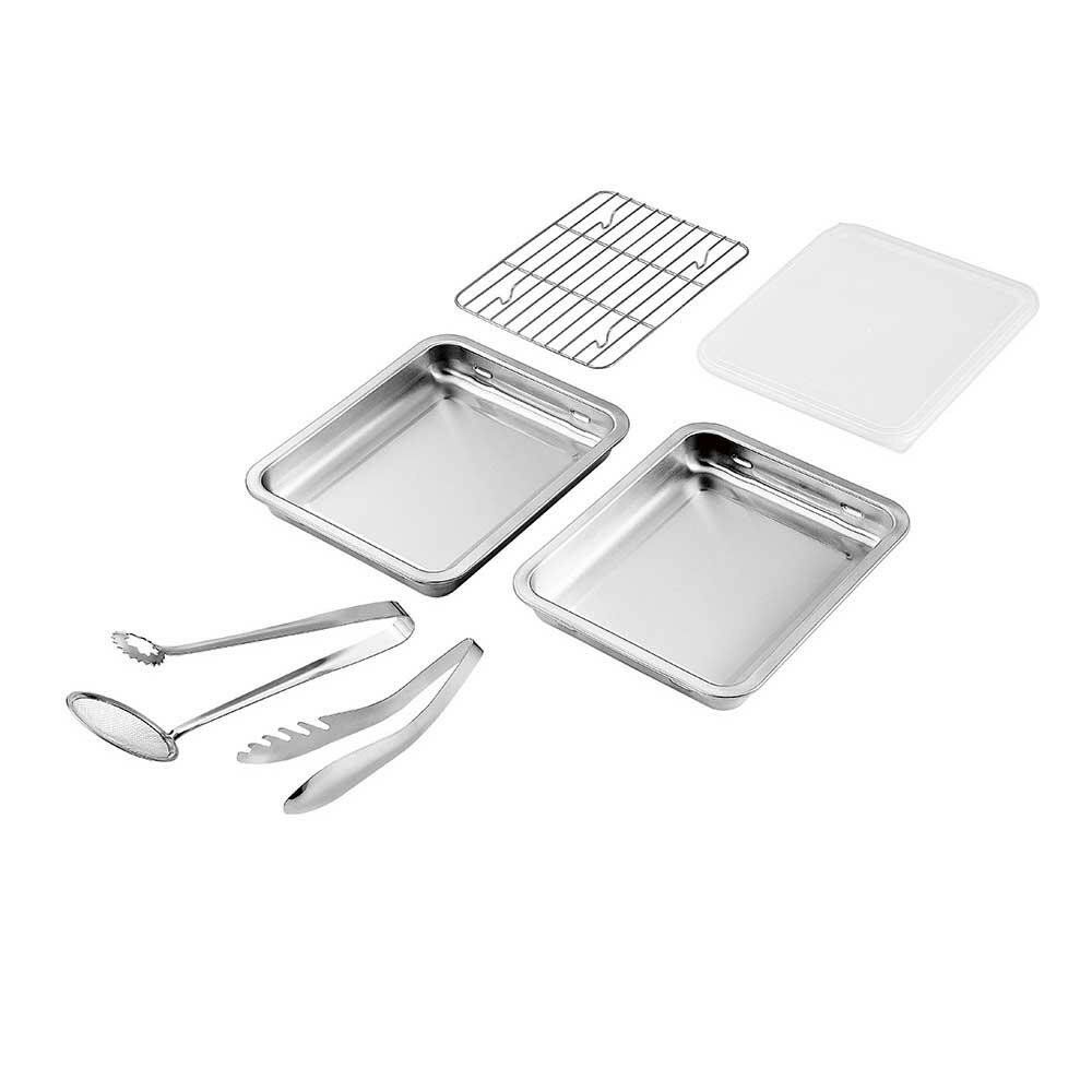 （同梱不可） SUS・ga(サス・ガ) ステンレスバット2枚(フタ・アミ付) SUS-B600 金属加工のまち、燕で作られたステンレスバット