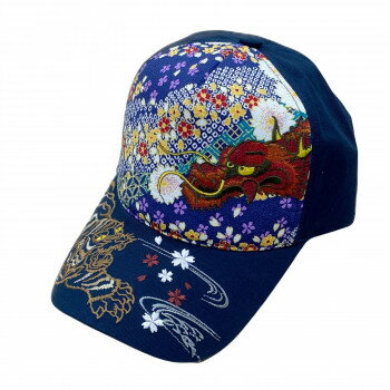 （同梱不可） 大西賢製販 Ripple 刺繍綿キャップ 龍虎A 紺 H27-SC02 大胆に大きく入った刺繍が個性的