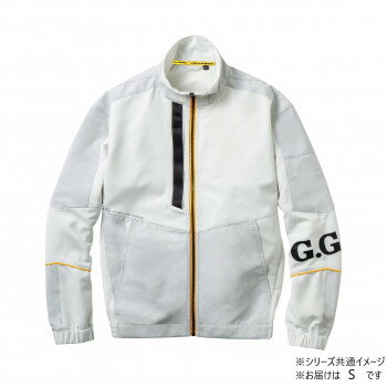 (同梱不可) 桑和 0522-00 長袖ブルゾン Sサイズ ホワイト(0) G.G. 反射ロゴプリントで高い視認性