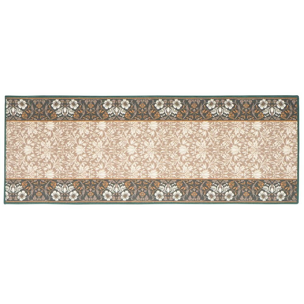 （代引き不可）（同梱不可）タフトプリント廊下敷き エレガンス グリーン 約67×440cm 240616736