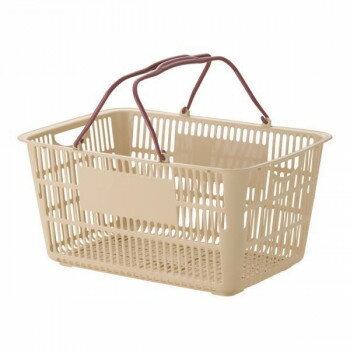 （同梱不可） 遠藤商事　ショッピングバスケット　U-33　ベージュ/エンジ　ASYF303 落ち着いたカラーのオシャレなショッピングバスケット
