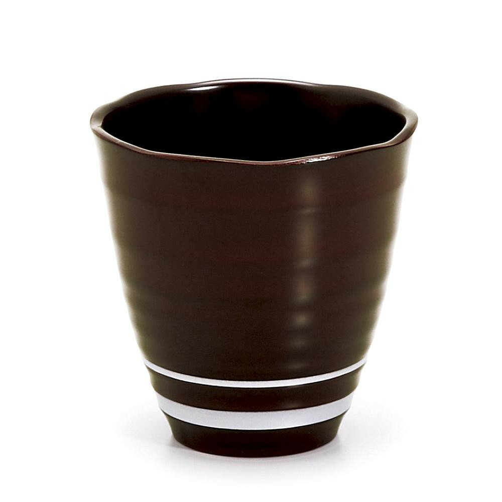 （同梱不可） 東出漆器 和らぎフリーカップ ライン 溜 24062 銀のラインがアクセント!