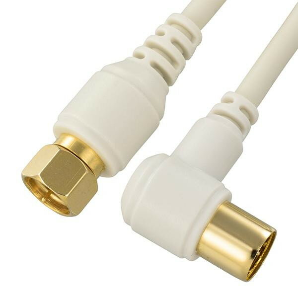 （同梱不可） OHM TV接続ケーブル 2C 4K8K対応 F-L型 5m ANT-C5S2FL-W すっきりスリムで壁や床にぴったりフィット!