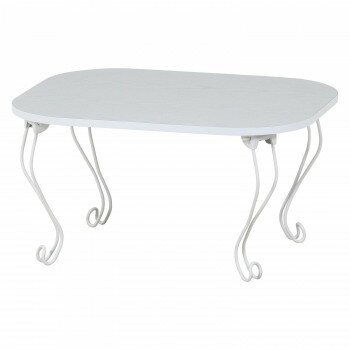 （同梱不可） 不二貿易　C/D:38715　ねこ脚テーブル　6048　ホワイト(木目)　 ねこ脚がかわいいコンパクトテーブル